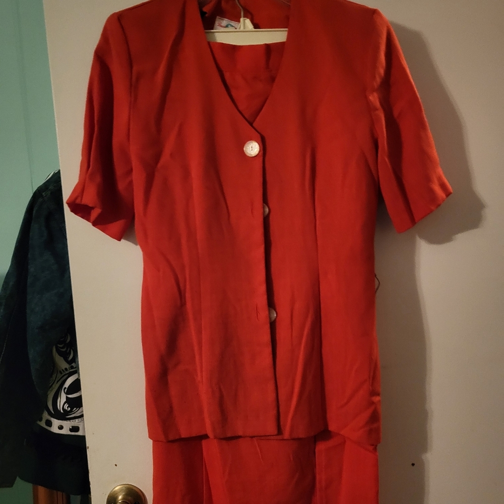 Vibrant Red Button-Up Blazer